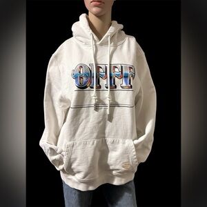 Off-White Manila 1st Anniversary Hoodie White Streetwear Logo Casual Luxe Size L